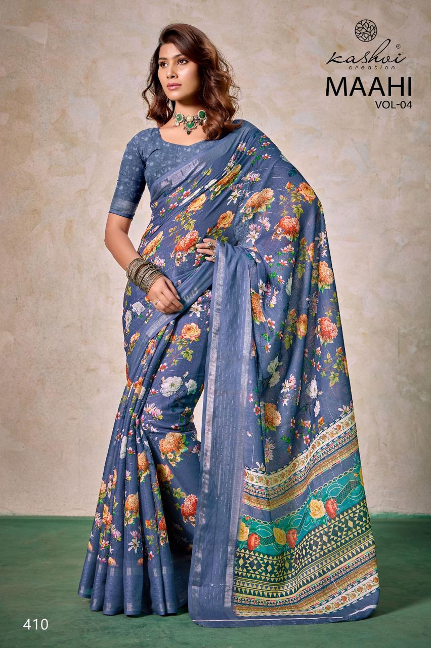 Maahi Vol 4 By Kashvi Linen Printed Saree Wholesalers In Delhi